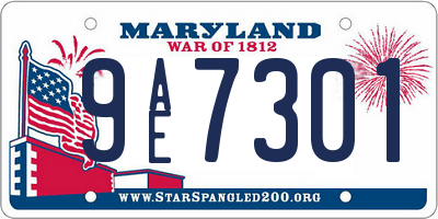 MD license plate 9AE7301