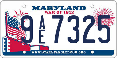 MD license plate 9AE7325