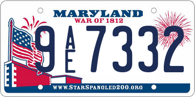 MD license plate 9AE7332