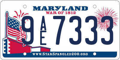 MD license plate 9AE7333