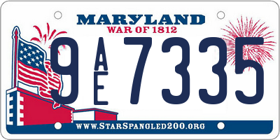 MD license plate 9AE7335