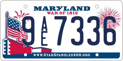 MD license plate 9AE7336