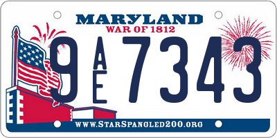 MD license plate 9AE7343