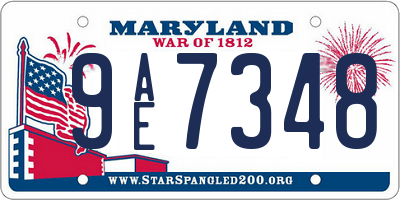 MD license plate 9AE7348