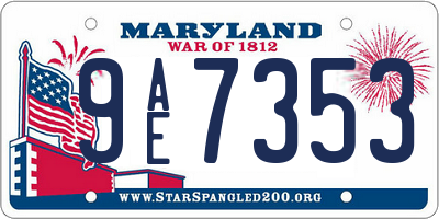 MD license plate 9AE7353