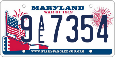 MD license plate 9AE7354