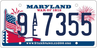 MD license plate 9AE7355