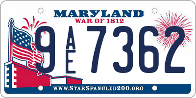 MD license plate 9AE7362