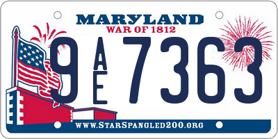 MD license plate 9AE7363