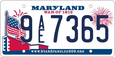 MD license plate 9AE7365