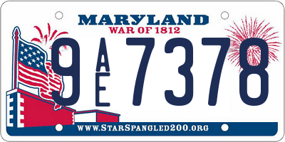 MD license plate 9AE7378