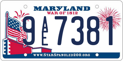 MD license plate 9AE7381