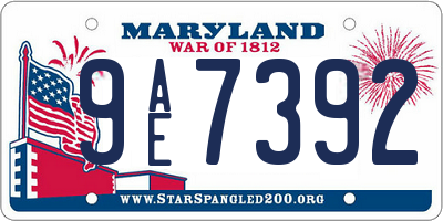 MD license plate 9AE7392