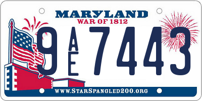 MD license plate 9AE7443