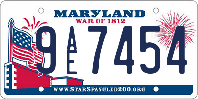MD license plate 9AE7454