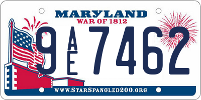 MD license plate 9AE7462