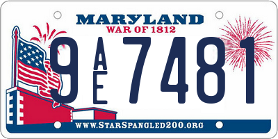 MD license plate 9AE7481