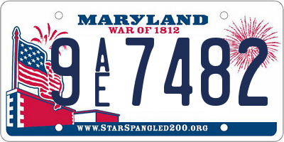 MD license plate 9AE7482