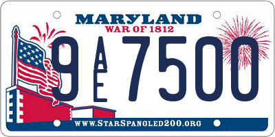 MD license plate 9AE7500