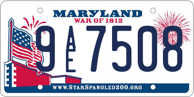 MD license plate 9AE7508