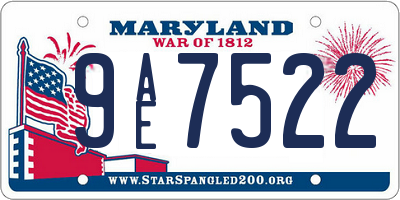 MD license plate 9AE7522