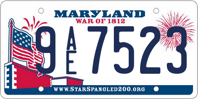 MD license plate 9AE7523