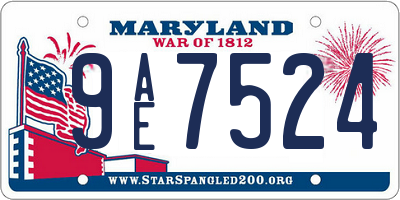MD license plate 9AE7524