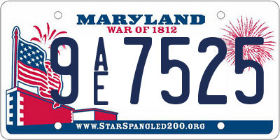 MD license plate 9AE7525