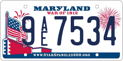 MD license plate 9AE7534