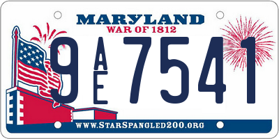 MD license plate 9AE7541