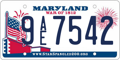 MD license plate 9AE7542
