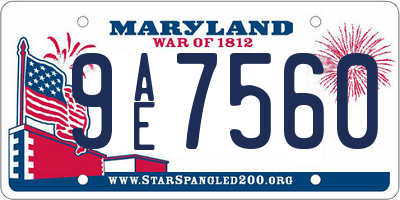 MD license plate 9AE7560