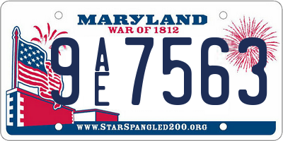 MD license plate 9AE7563