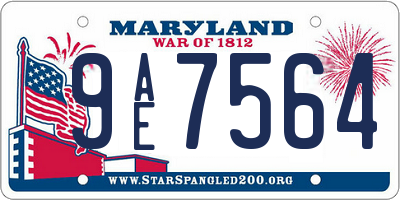 MD license plate 9AE7564