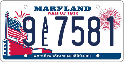MD license plate 9AE7581