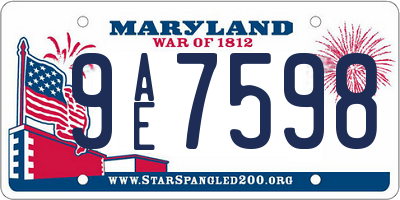 MD license plate 9AE7598