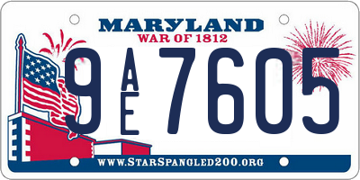 MD license plate 9AE7605