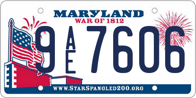 MD license plate 9AE7606