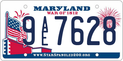 MD license plate 9AE7628