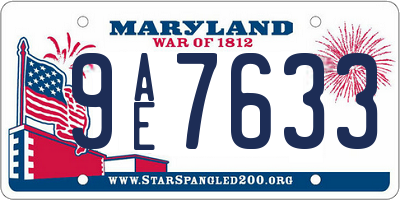 MD license plate 9AE7633
