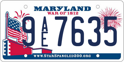 MD license plate 9AE7635