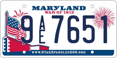 MD license plate 9AE7651