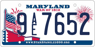 MD license plate 9AE7652