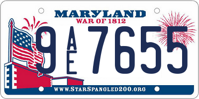 MD license plate 9AE7655