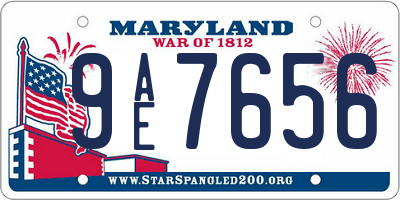 MD license plate 9AE7656