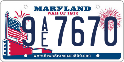 MD license plate 9AE7670