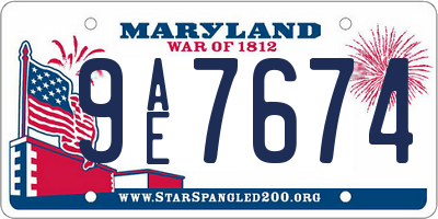 MD license plate 9AE7674