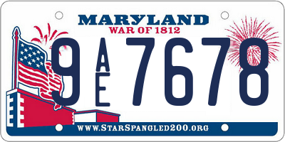 MD license plate 9AE7678