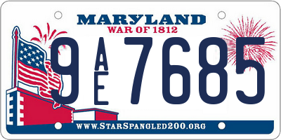 MD license plate 9AE7685