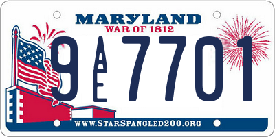 MD license plate 9AE7701